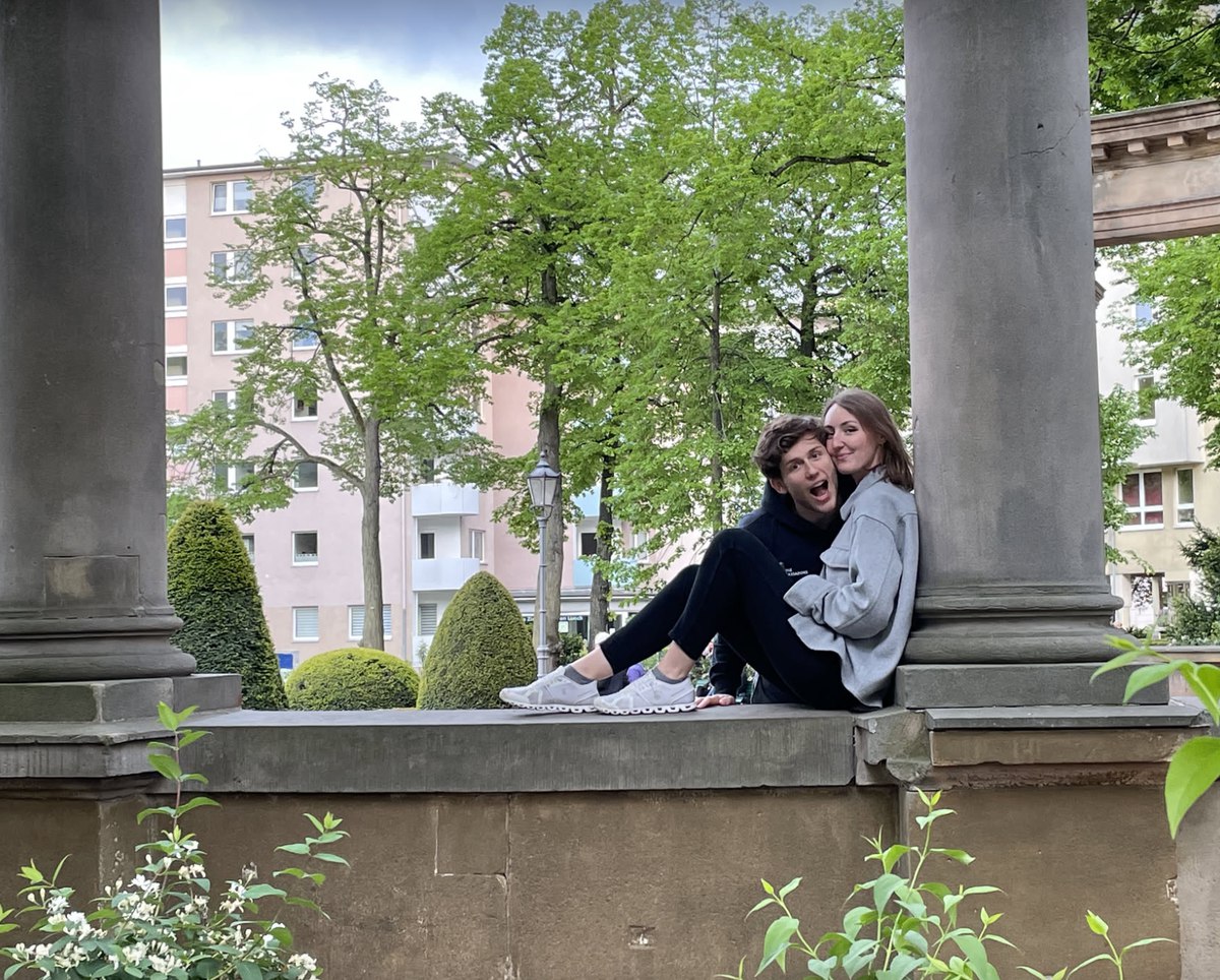 Leonard and Mona in a park in Berlin
